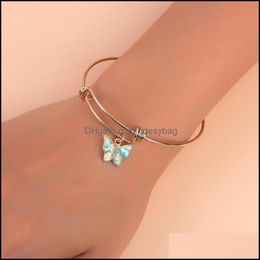 Bracelet Bracelets Bijoux À La Mode Glitter Papillon Bracelets Pour Femmes Hommes Réglable Or Bracelet Cheville Couple Tache Dhdnv