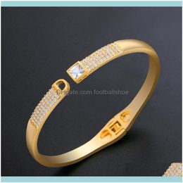 Bracelet Bracelets Jewelrydesigners Bijoux incrustés de diamants et de zircons tempérament fendu bracelet de personnalité simple Brb26 Drop Delivery 2