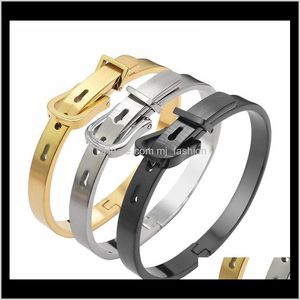 Bangle armbanden sieradentitanium stalen riem gesp voor vrouwen mannen 5 mm 7 mm 9 mm rosé goud armband mode sieraden cadeau ps2397 drop levering 2