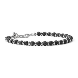 Bracelets de bracelet Runda Lava Stone Chain Hommes Perles volcaniques naturelles noires avec anneau en acier inoxydable Taille réglable 22 cm Main main Dhyig