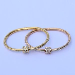 Bracelet Marque Diamant Bracelet Femme Spirale Ouvert Or Rose Titane Acier Luxe Classique Dames