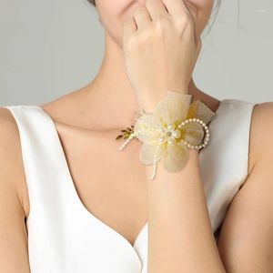 Bracelet demoiselle d'honneur poignet fleur mariage soie artificielle perle Bracelet Bracelet filles activité danse fête accessoires