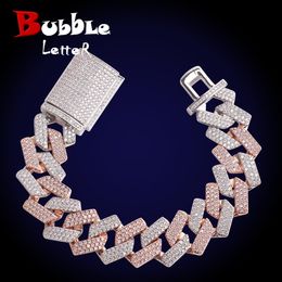 Pulseira bolha letra miami cuba link link para homens misturam cor gelada charme bling hip hop rock jóias