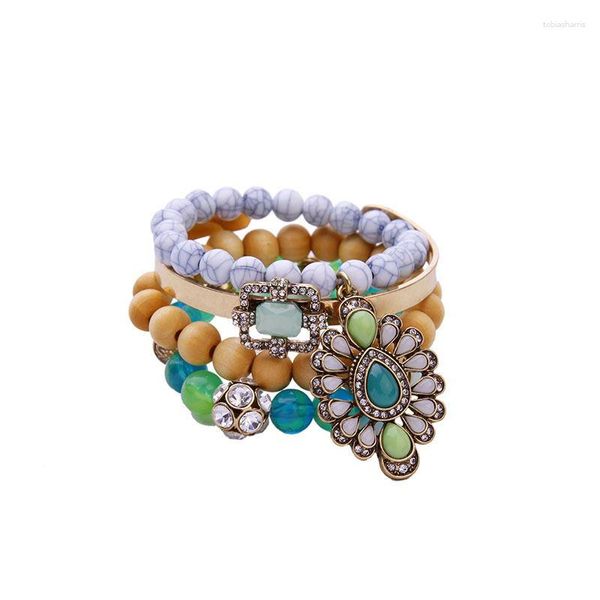 Bracelet prix en vrac Est Design brin Bracelets pour femme perles multicouches colorées Bracelets résilients Bracelets 4 pièces/ensemble bijoux