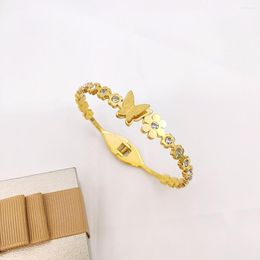 Bracelet Papillon Bracelets Pour Femme En Acier Inoxydable Cristal Fleur Charme Manchette Cadeaux Ses Bijoux