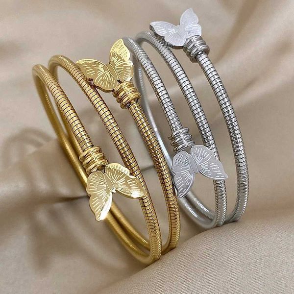 Bracelet en acier inoxydable de style papillon