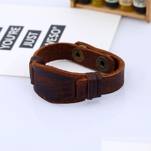 Bracelet Bouton Réglable Bracelet En Cuir Manchette Montre Forme Bracelet Bracelet Pour Hommes Femmes Bijoux De Mode Livraison Directe Bijou Dhgarden Dhuyq