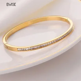 Bracelet Bwise Ins Style Bracelet en acier inoxydable bijoux incrustés de Zircon cubique bracelets pour femmes étanche à la mode cadeau de noël