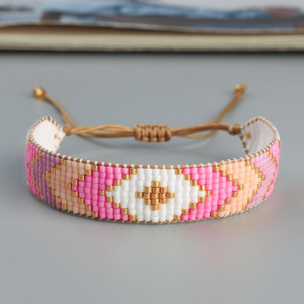 Brazalete C.QUAN CHI Boho MIYUKI Pulsera para mujer Patrón étnico Joyería trenzada Pulseras anchas hechas a mano Moda Mujer Joyería Regalo