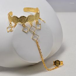 Bracelet peut ouvrir or couleur pièce bracelets Bracelet pour bébé garçon fille avec anneau cuivre éthiopien bijoux africain arabe enfant cadeaux