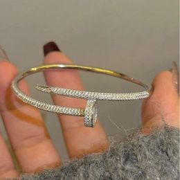 schroefarmband bangle cartlies armband S925 sterling zilver vol diamant kaart nagelarmband kaart diya super sprankelende armband kaarten knoop stijl damesstijl vers