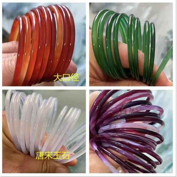 Bangle Calcedony Agate Jade Bracelet Jingle Emperador mayorista Green Yang Pink White Purple Live Jad