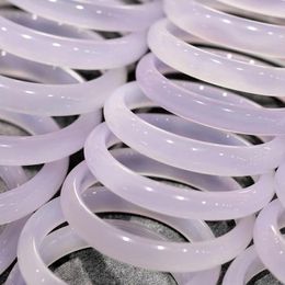 Bangle Chalcédoine Blanc Floating Violet Bracelet Light Purple Jade Girl Flat Striple Strip Simple Jewel