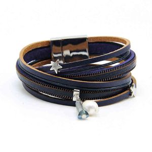 Bangle Charm Armbanden 2021 Dames Sieraden 38cm Pearl Crystal Star Three Color Winding Double Layer
