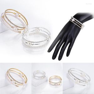 Brazalete encantador pulsera de diamantes de imitación de cristal de perlas de múltiples capas para mujer moda coreana de verano regalos de joyería de circón con personalidad