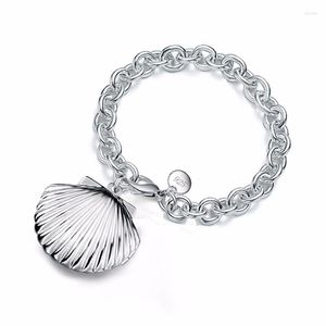 Bangle Charms Fashion Factory Prijs 925 Sterling zilveren dikke kettingarmband shell vorm Po medaLet armbanden elegante fijne sieraden