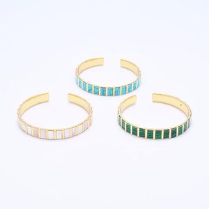 Bracelet ￠ charme ￠ carreaux bracelets pour femmes micro pavage en pierre artificielle joelry accessoires de style simple en laiton ouvert brangles