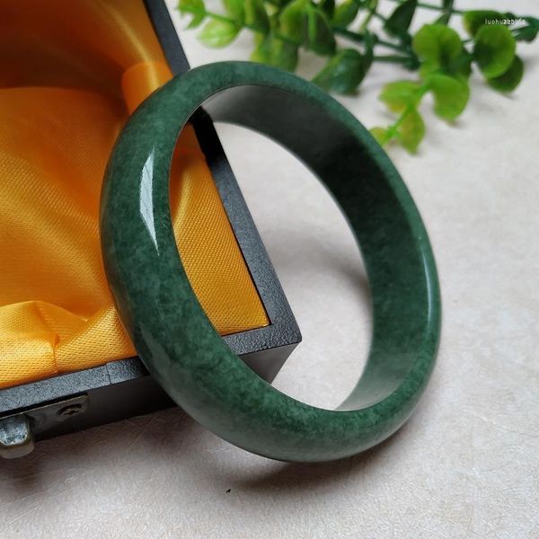 Bracelet Chine Naturel Vert Foncé Sculpté À La Main Large Jade Bracelet Boutique De Mode Bijoux Hommes Et Femmes Guizhou Cadeau