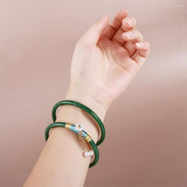 Brazalete chino antiguo delicada pulsera de flores imitación hetiana de jade regal de brazaletes para mujeres temperamento elegante joyería de boda