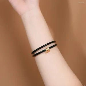 Brazalete Chino Charm Pulsera De Doble Capa Joyería Transparente Vidrio Puro Natural Suerte Regalos Redondos Tallados A Mano