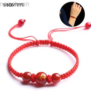 Bangle Chinese Stijl Dierenriem Draak Armband 2024 Draak Jaar Geluk Rood Touw Armband Kerst Bijna Jaar Cadeau ldd240312