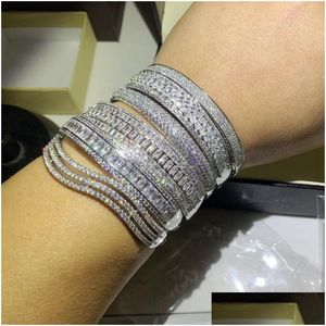 Bangle Choucong Super Shinning Bijoux De Luxe 7 Style 925 Sterling Sier Fl Blanc Topaze Cz Diamant Pierres Précieuses Poignet Femmes Bracelet Bracel Dh0Vz