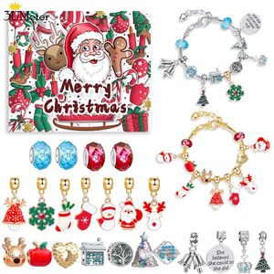 Bangle Kerst Adventskalender Armband Hand Kerst Thema DIY Charm Sieraden Armband Maken Set voor Kid Tiener Vrouwen Kerstcadeau