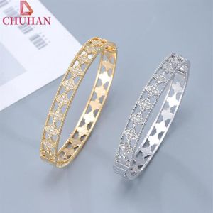 Bracelet CHUHAN doux trèfle à quatre feuilles incrusté Zircon cuivre Bracelet romantique femmes charme coréen mode bijoux C626293H