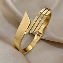 Armreif Chunky Gold Farbe für Männer Frauen Kreuzöffnung Armbänder Luxus breites Armband Schmuck Geschenk