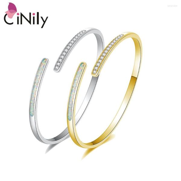 Bracelet CiNily créé blanc opale de feu bracelets pierre argent plaqué Bracelet ouvert bijoux réglables pour femme filles cadeaux