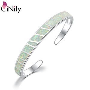 Bangle CiNily White Fire Opal Stone Verstelbare Open Bangles Verzilverd Eenvoudige Chique Armbanden Zomer Sieraden Bohemen Boho Vrouw Man