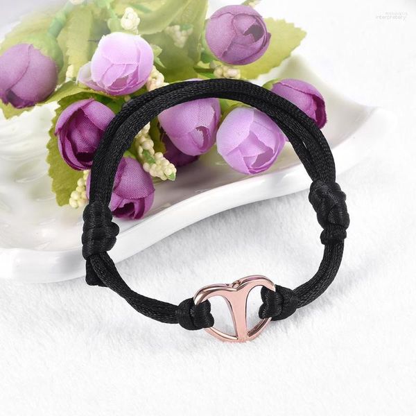 Bracelet CJB5020 corde noire avec breloques en forme de cœur Bracelets d'urne de crémation faits à la main Urnes Pendentif Souvenir Bracelet en or rose