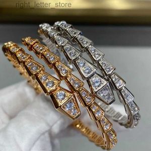 Brangle Classic 925 Bracelet d'os de serpent élastique en diamant All Diamond Elastic adapté aux marques de mode pour femmes cadeaux de bijoux de luxe YQ240409