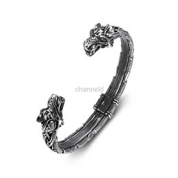 Bangle Klassiek Dier Viking Dubbele Kop Tijger Verstelbaar Roestvrij Staal 316L Heren Armband Mode-sieraden Amulet Geschenken Dropshipping 240319