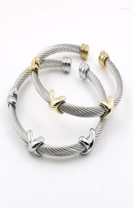 Bangle Classic Charms Bracelets à manchette en acier inoxydable Bracelets étoiles de poisson Punk Cable fil Stripe For Women Men Party Bijoux GIF9484280