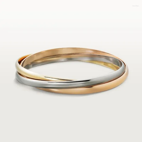 Brazalete clásico euroamericano tricolor oro pulsera de tres anillos 925 plata chapada en oro marca de moda pareja joyería regalo
