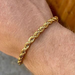 Bracelet classique corde chaîne bracelet hommes à la main 3 4 5 6mm largeur en acier inoxydable torsion pour bijoux cadeau 230926