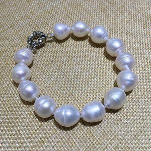 Bracelet classique filetage Semi baroque Stely cylindre allongé forme de riz couleur blanche Bracelet de perles d'eau douce naturelles charmant