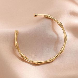 Bangle Classic Simple Bamboo Knot Bracelet Copper Alloy Gold Twist Dangles For Woman Jewelry Ladies Polsband