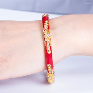 Brazalete Cloisonne Pulsera Retro Esmalte Apertura Para Darle A Mamá Extranjero Característica Regalo Artesanal