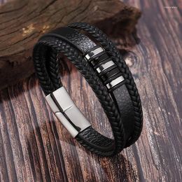 Bracelet COCOM Bracelets en cuir véritable Bracelet en corde tressée multicouche en acier inoxydable pour hommes garçon amis cadeau bijoux masculins Melv22