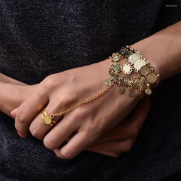 Bangle munt sieraden goud kleurarmband armband armband in kettingschakels voor vrouwen kleden Arabisch Midden -Oosten