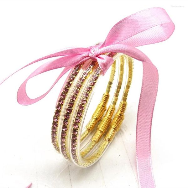 Brazalete de color 3 unids/set rosa strass cristal brillo silicona pulsera brillante moda gelatina brazaletes para mujeres niñas