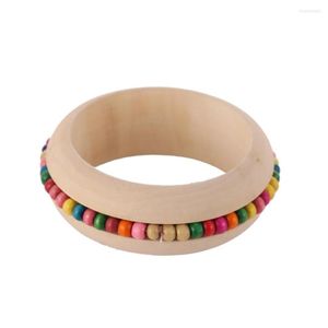 Bracelet perles en bois colorées avec bracelets en bois naturel pour femmes Bracelets accessoires de bijoux de mode ethnique