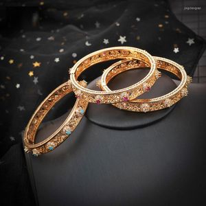 Bracelet en cuivre plaqué or avec strass, accessoires ethniques pour mariage du moyen-orient, Bijoux à main