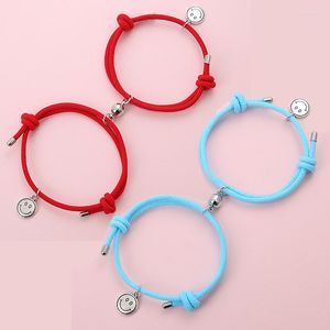 Bracelet Couple Charme Personnalisé Corde Chaîne Bracelets Magnétiques Avec Sourire Pendentif Petit Ami Petite Amie Cadeaux D'anniversaire