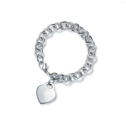 Armband Paar S925 Sterling Zilver Emaille Liefde Hart Armband Grote Rode Roze Blauwe Mode