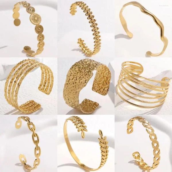 Bracelet Bracelet créatif pour femmes en acier inoxydable ouverture plaqué or dames à la mode esthétique bijoux cadeau