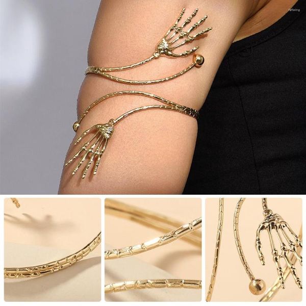 Brazalete creativo con apertura de Palma, brazalete con forma de cadena para brazo de estilo Punk para mujer, accesorios de joyería para el cuerpo a la moda