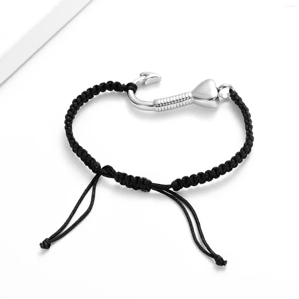 Brazalete para cenizas de cremación, pulsera con forma de anzuelo, urna trenzada para acero inoxidable, joyería de regalo personalizada ajustable para hombres